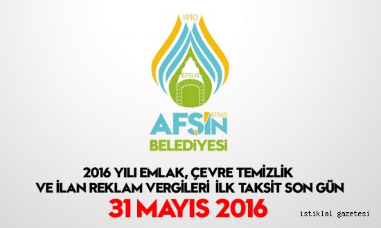 2016 YILI VERGİLERİNDE 31 MAYIS İLK TAKSİT SON GÜN