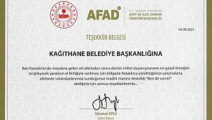 İÇİŞLERİ BAKANLIĞI'NDAN KAĞITHANE BELEDİYESİ'NE TEŞEKKÜR