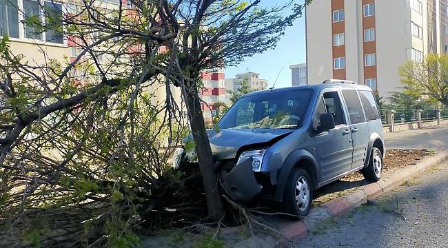 Kahramanmaraş'ta bir araç, çarptığı ağacı yerinden söktü!