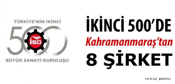 İSO İkinci 500'e Kahramanmaraş'tan 8 Şirket Girdi