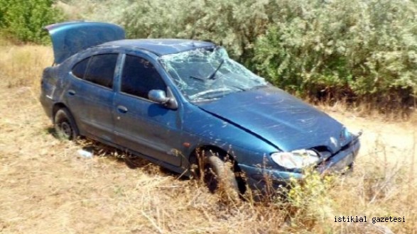 Kontrolden Çıkıp Devrilen Otomobilin Sürücüsü Yaralandı