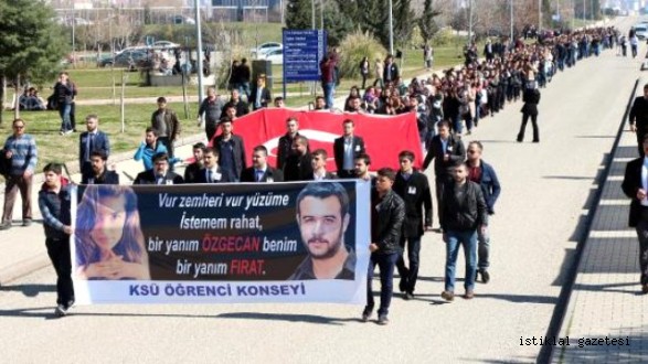  Sütçü İmam Üniversitesi Öğrencileri  Özgecan ve Fırat İçin Yürüdü